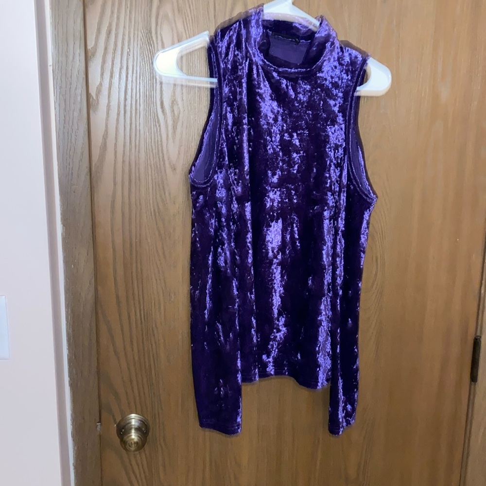 Brand New Dark Purple Velvet Top SZ L